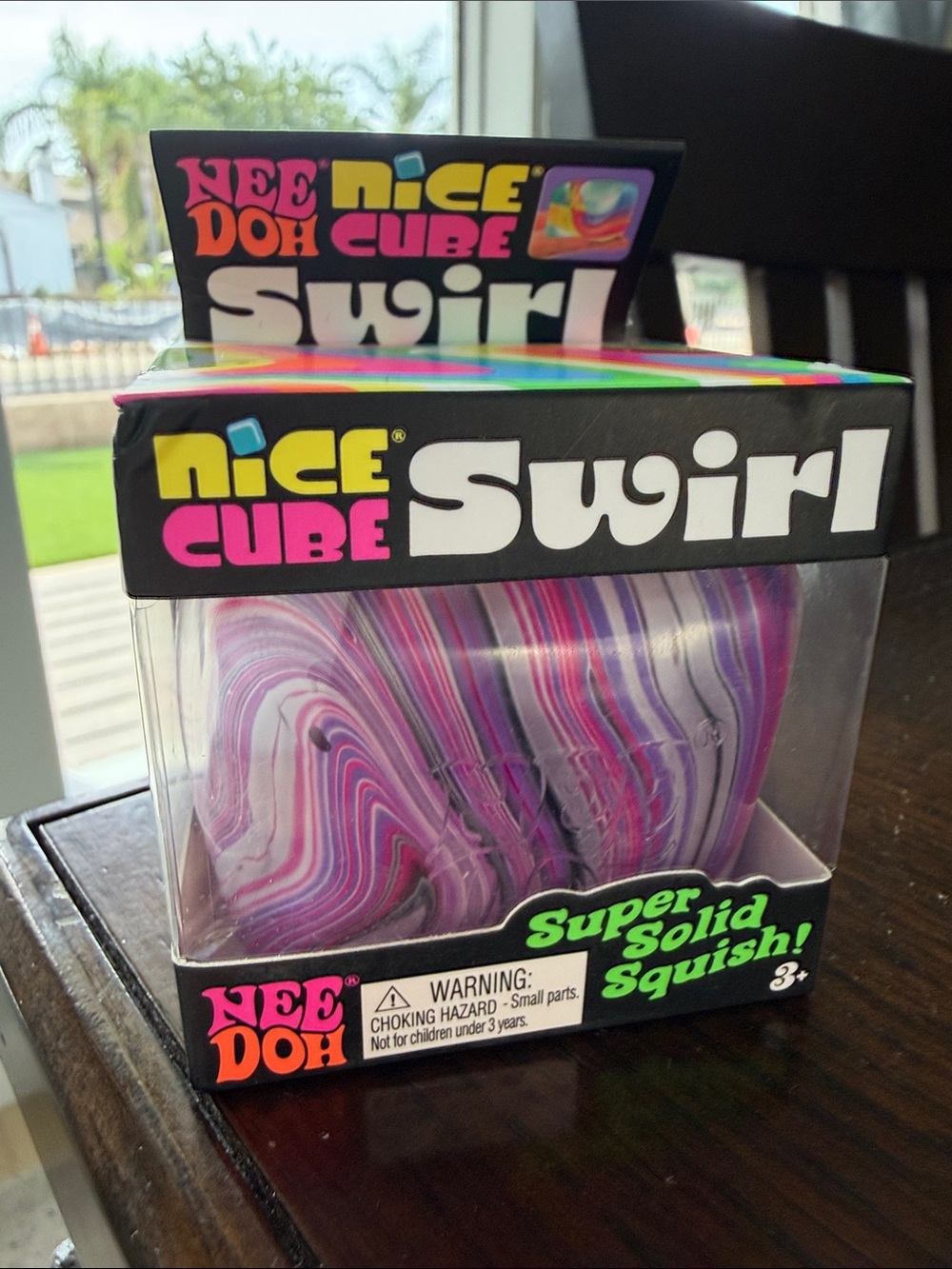 NIB NeeDoh Nice Cube Swirl violet purple white black